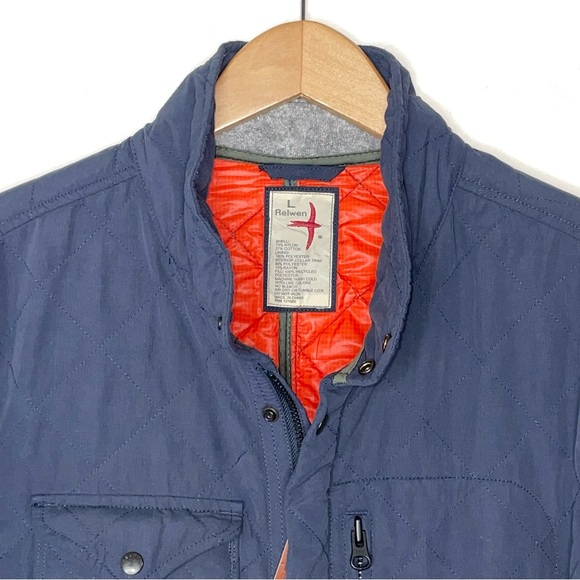Relwen Men's Quilted Insulated Tanker Jacket Navy Blue Large Nylon/Cotton Polyes - Picture 3 of 8